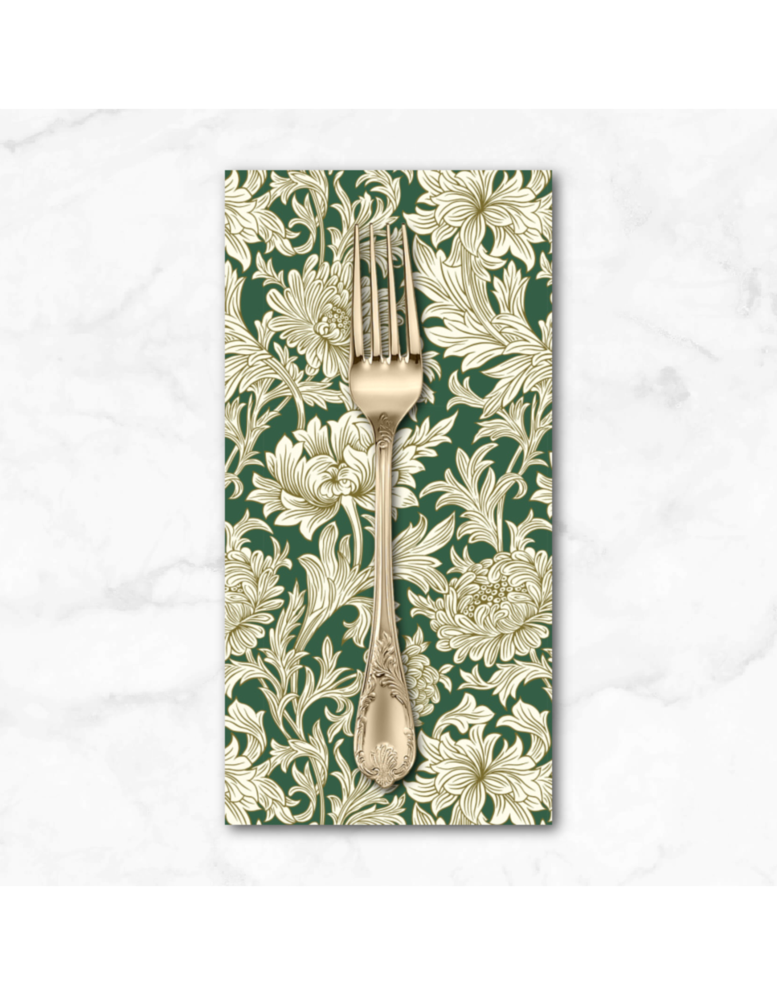 PD's William Morris Collection Morris & Co, The Oxford Holiday Collection, Chrysanthemum Toile in Forest, Dinner Napkin