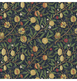 William Morris & Co. Morris & Co, The Oxford Holiday Collection, Medium Fruit in Ink, Fabric Half-Yards