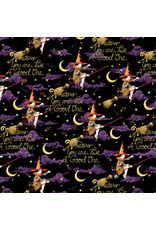 Mary Engelbreit Spooky Cute Halloween, Be a Good One in Black, Fabric Half-Yards