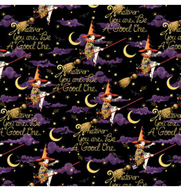Mary Engelbreit Spooky Cute Halloween, Be a Good One in Black, Fabric Half-Yards