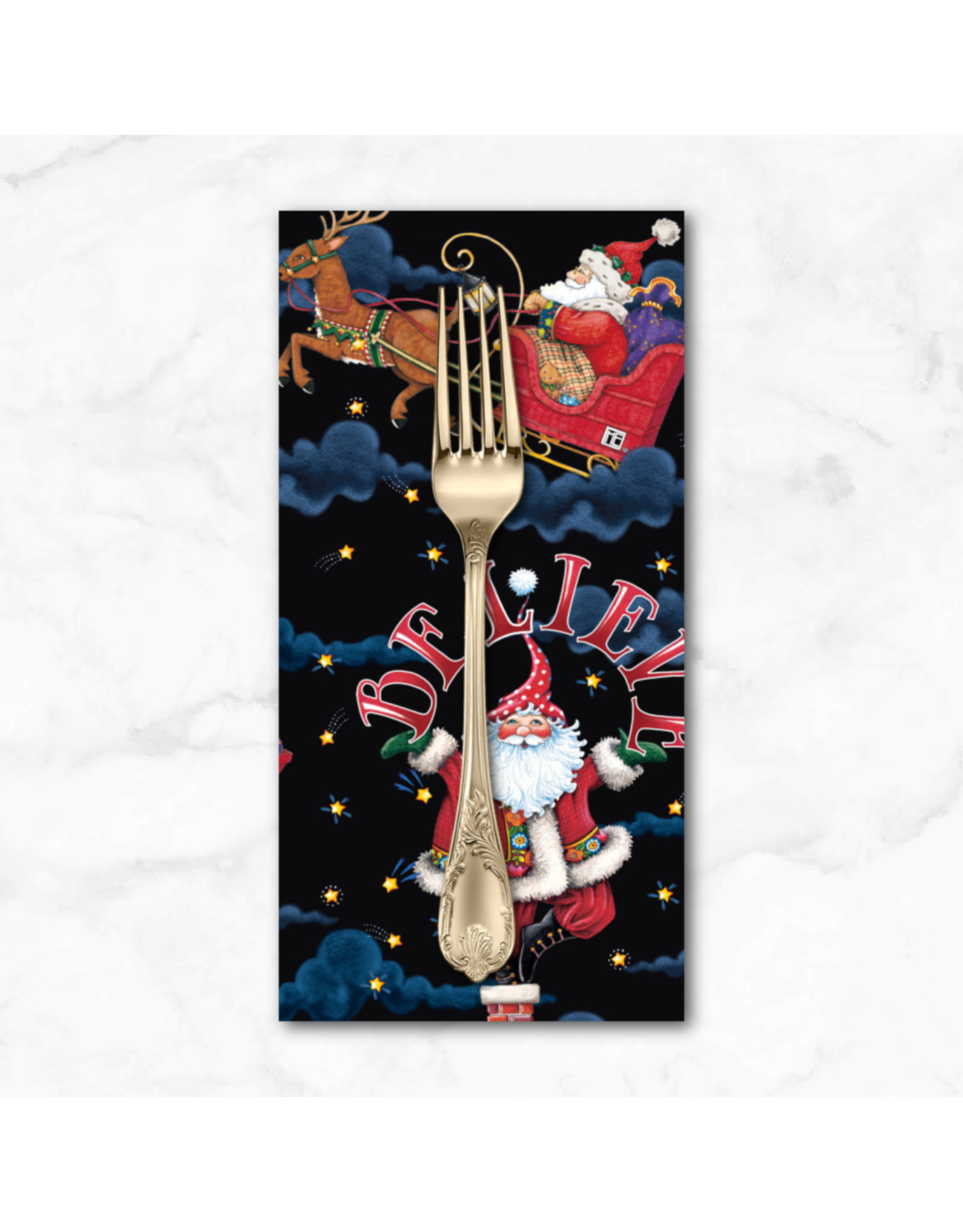Christmas Collection So Much Joy, Believe Santa in Black, Dinner Napkin