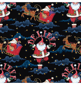 Mary Engelbreit So Much Joy, Believe Santa in Black, Fabric Half-Yards