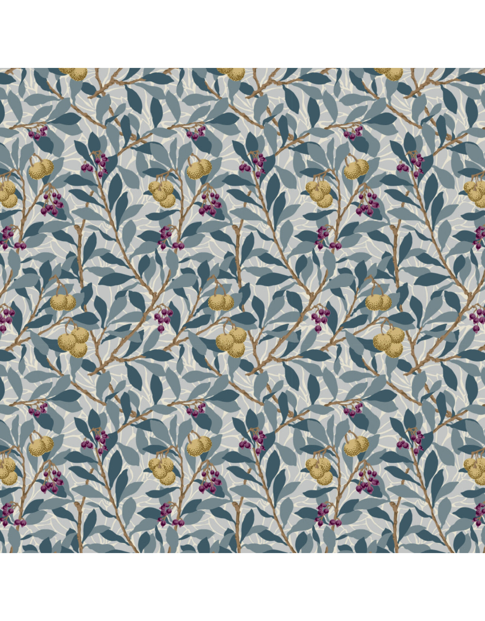William Morris & Co. Morris & Co, Red House, Arbutus in Slate, Fabric Half-Yards