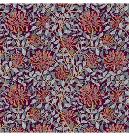 William Morris & Co. Morris & Co, Red House, Small Honeysuckle in Mulberry, Fabric Half-Yards