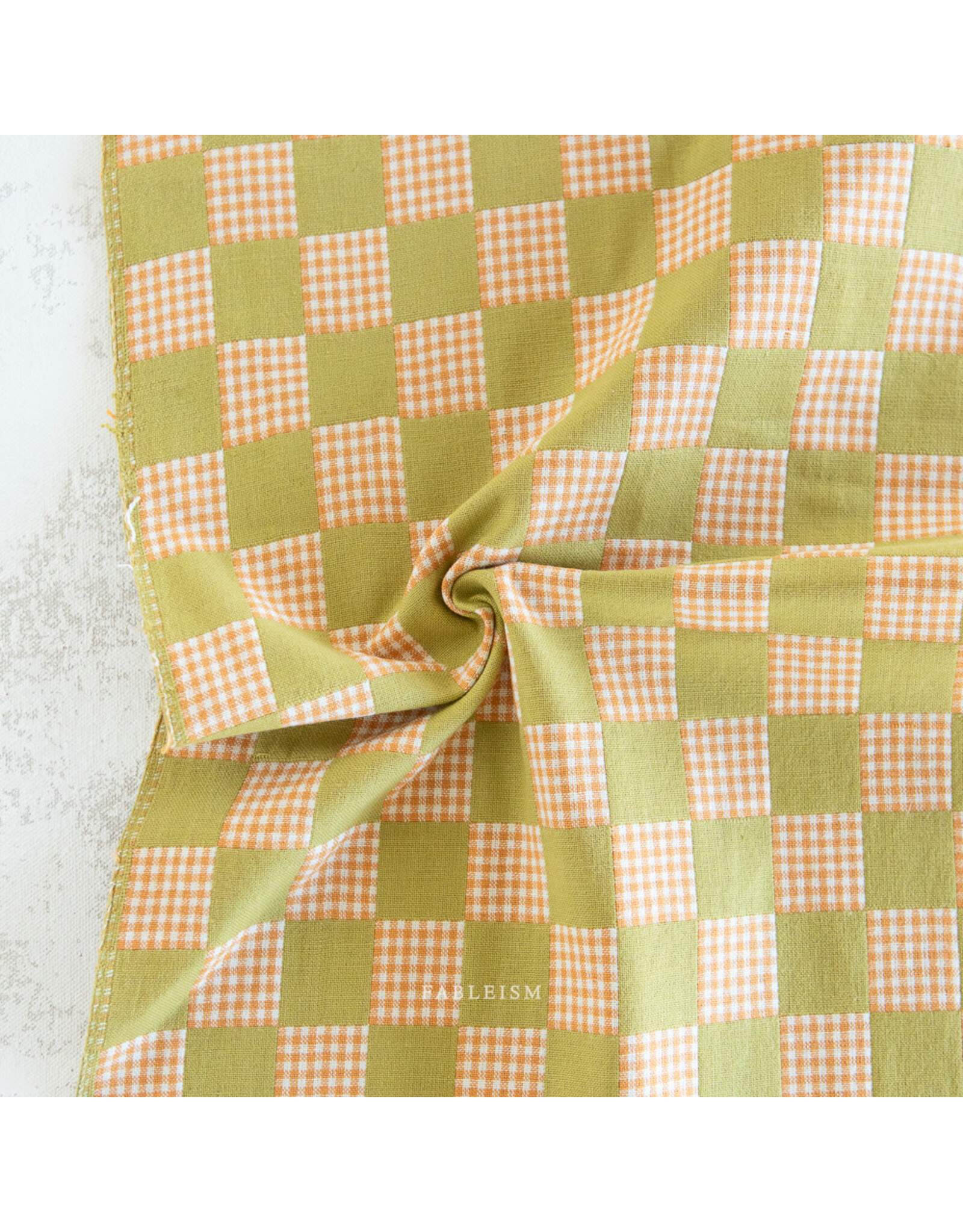 Fableism Checkmate, Checkers in Kiwi, Fabric Half-Yards