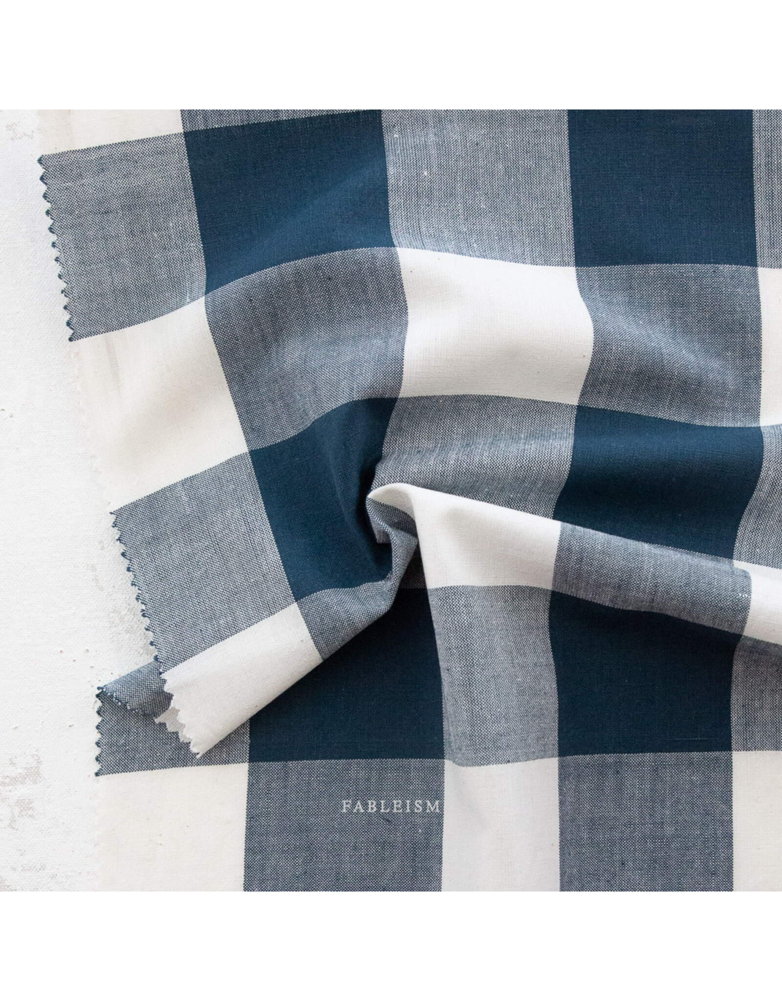 Fableism Camp Gingham, Large Camp Gingham 2.25" in Midnight, Fabric Half-Yards