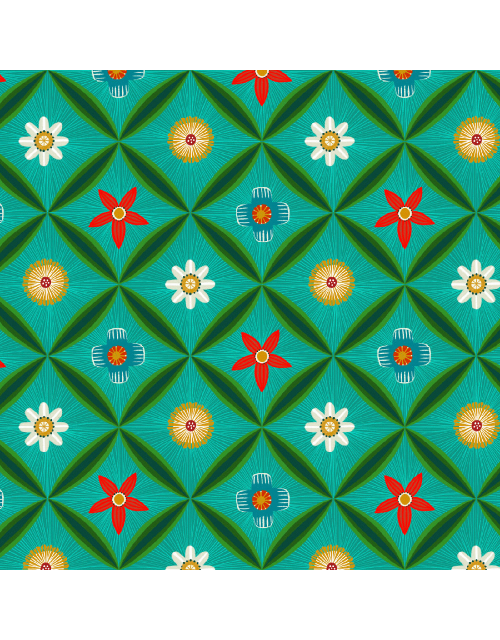 Cori Dantini 12 Days of Christmas, Meadow Daydreams in Jade, Fabric Half-Yards