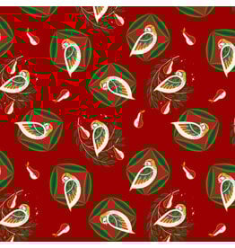 Cori Dantini 12 Days of Christmas, Partridge in Dark Red, Fabric Half-Yards