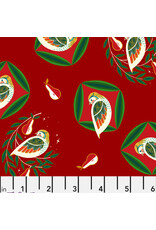 Cori Dantini 12 Days of Christmas, Partridge in Dark Red, Fabric Half-Yards