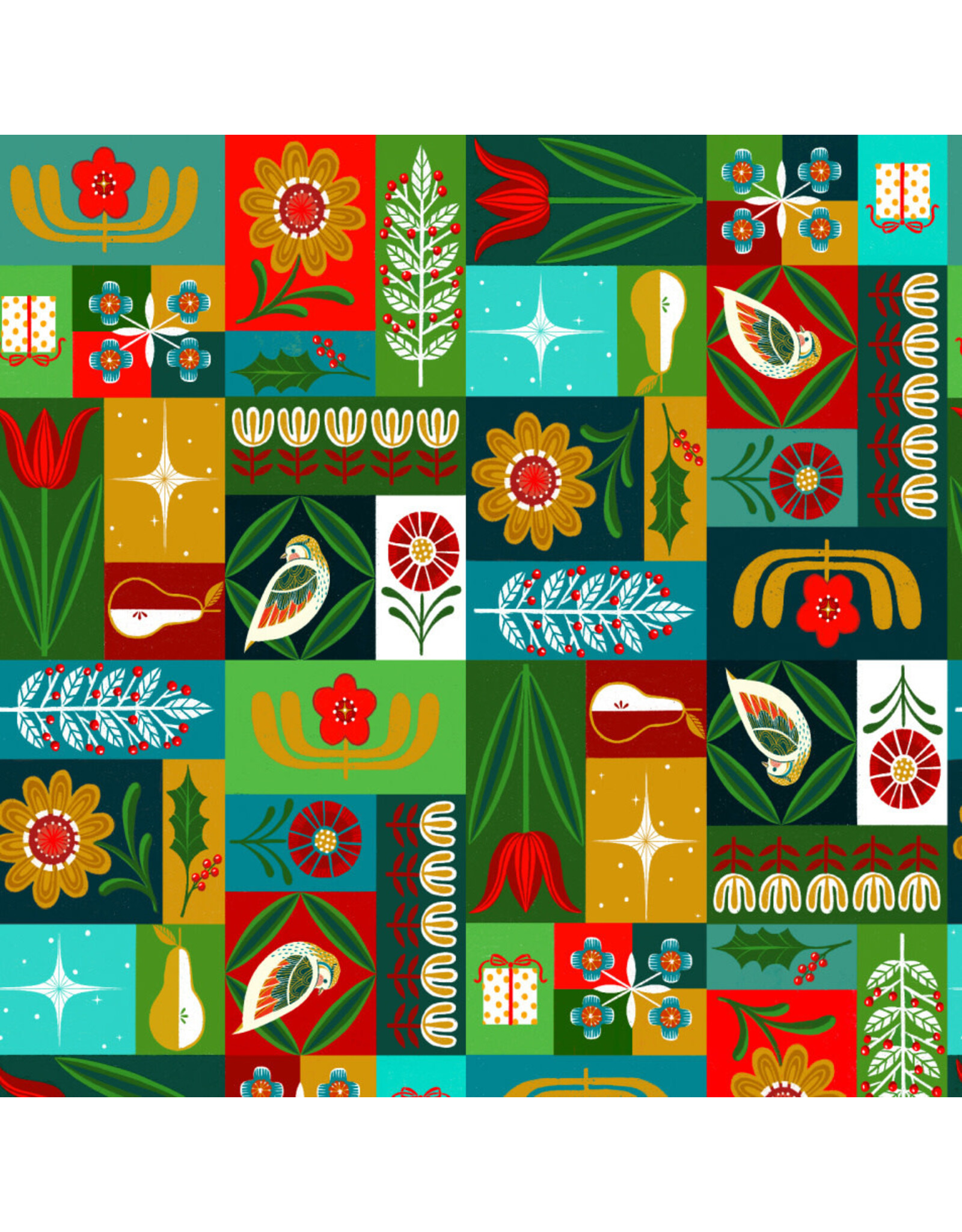 Cori Dantini 12 Days of Christmas, True Love Gave to Me in Multi, Fabric Half-Yards