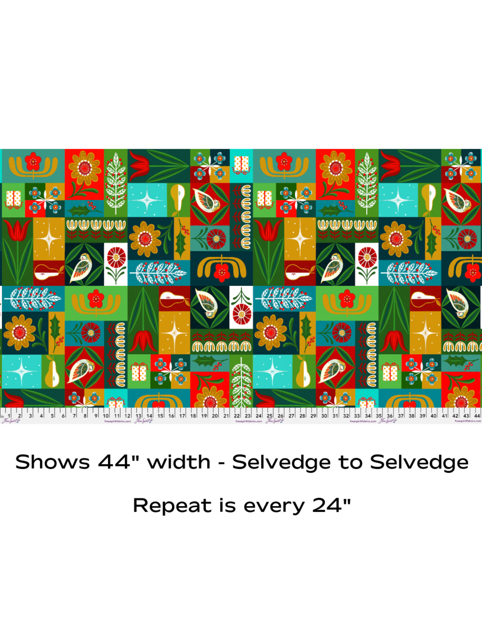 Cori Dantini 12 Days of Christmas, True Love Gave to Me in Multi, Fabric Half-Yards