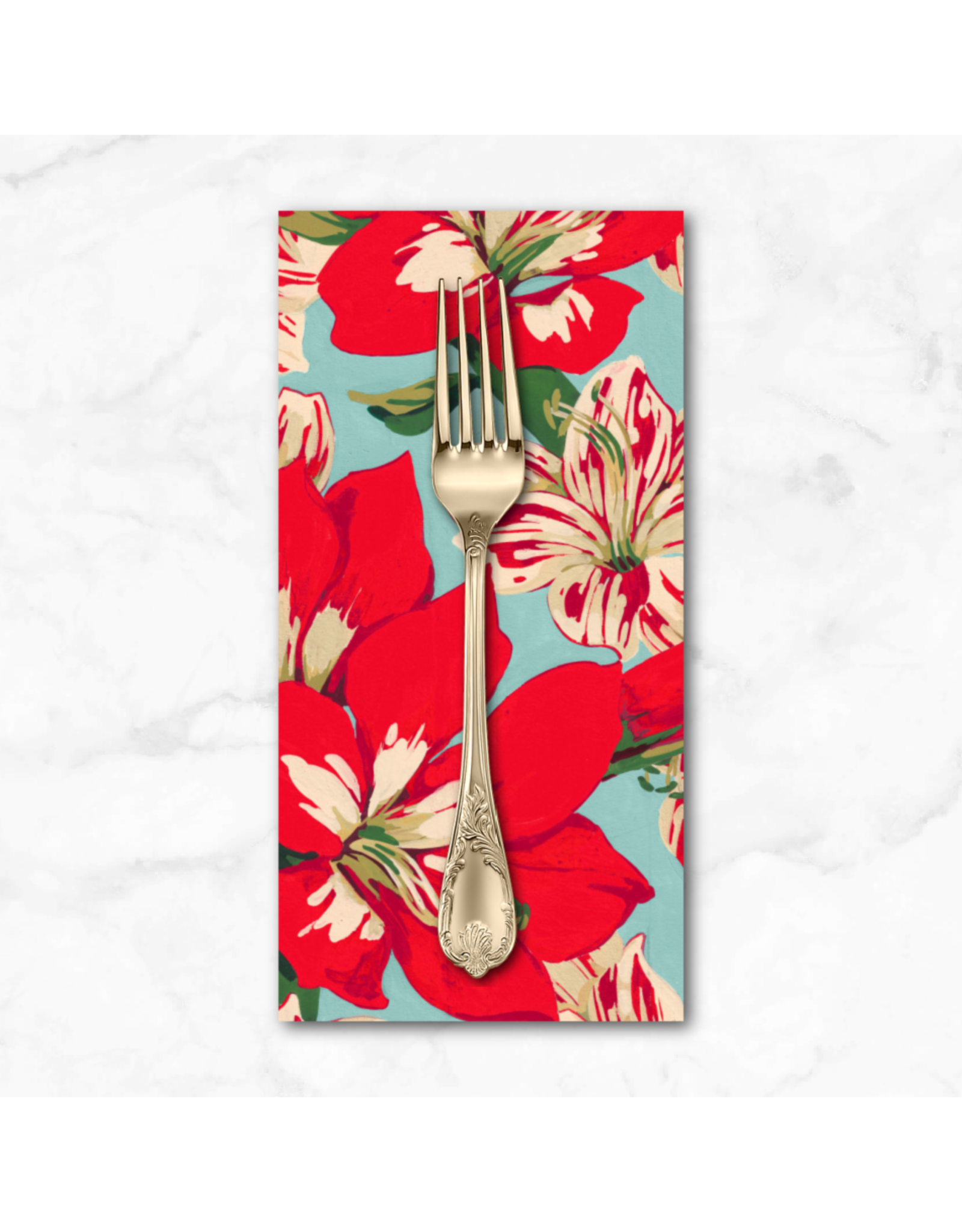 Christmas Collection Holly Day, Holiday Floral in Red, Dinner Napkin