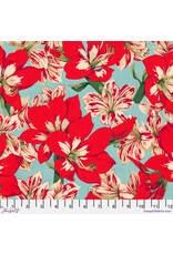Martha Negley Holly Day, Holiday Floral in Red, Fabric Half-Yards