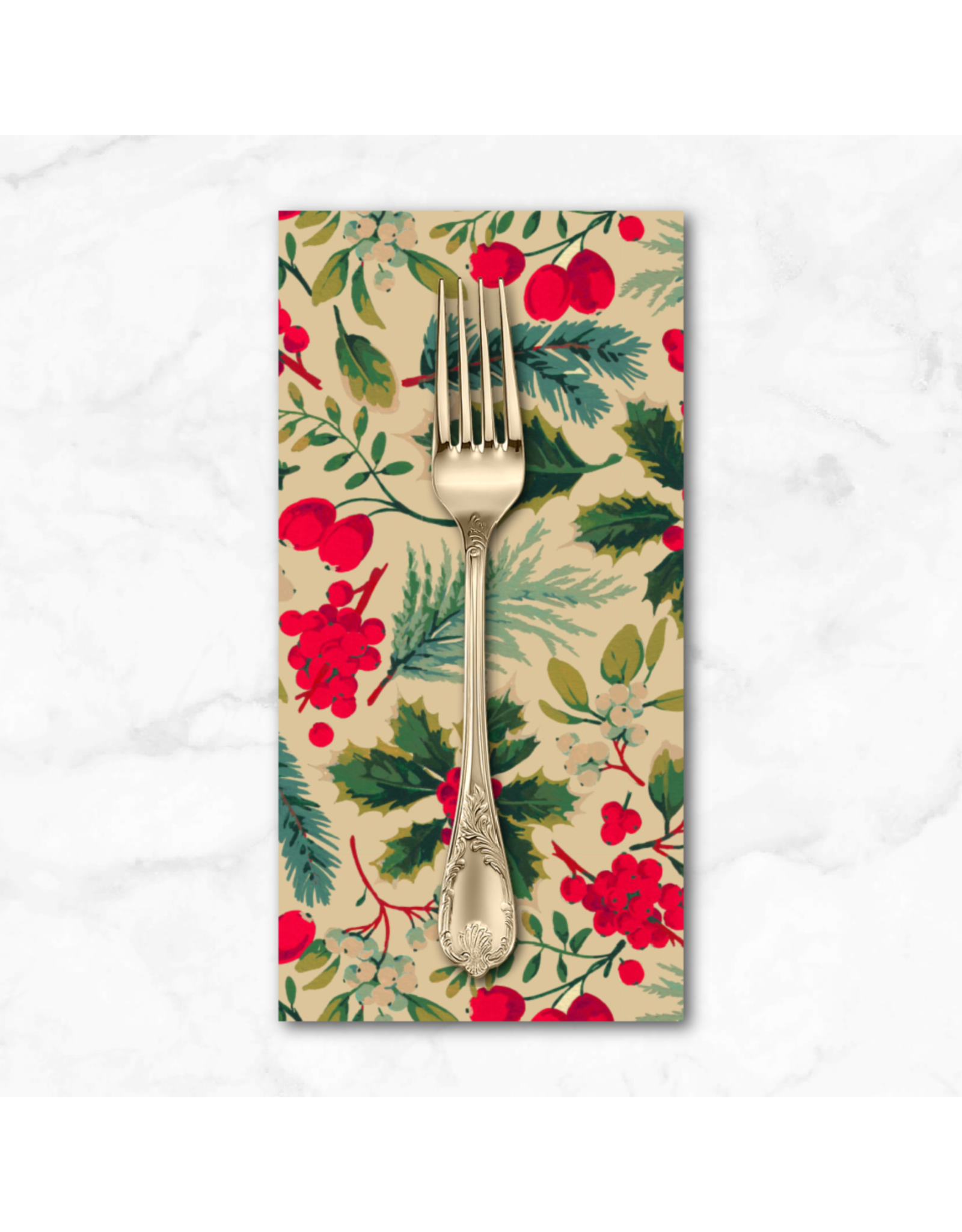 Christmas Collection Holly Day, Holiday Mix in Cream, Dinner Napkin