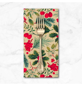Christmas Collection Holly Day, Holiday Mix in Cream, Dinner Napkin
