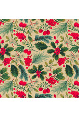 Martha Negley Holly Day, Holiday Mix in Cream, Fabric Half-Yards