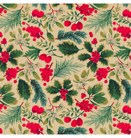 Martha Negley Holly Day, Holiday Mix in Cream, Fabric Half-Yards