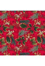 Martha Negley Holly Day, Holiday Mix in Red, Fabric Half-Yards