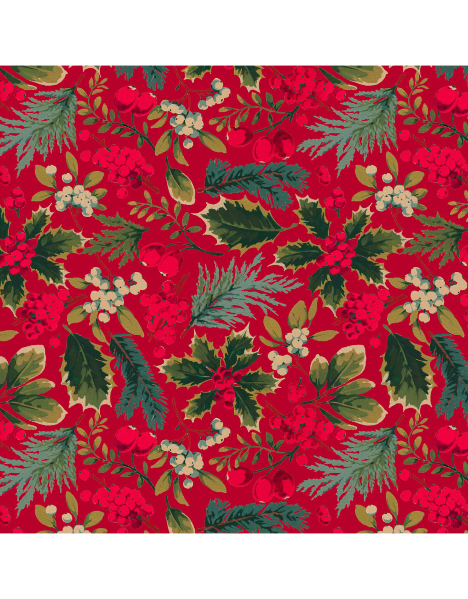 Martha Negley Holly Day, Holiday Mix in Red, Fabric Half-Yards