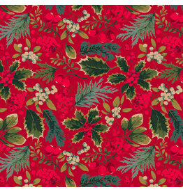 Martha Negley Holly Day, Holiday Mix in Red, Fabric Half-Yards