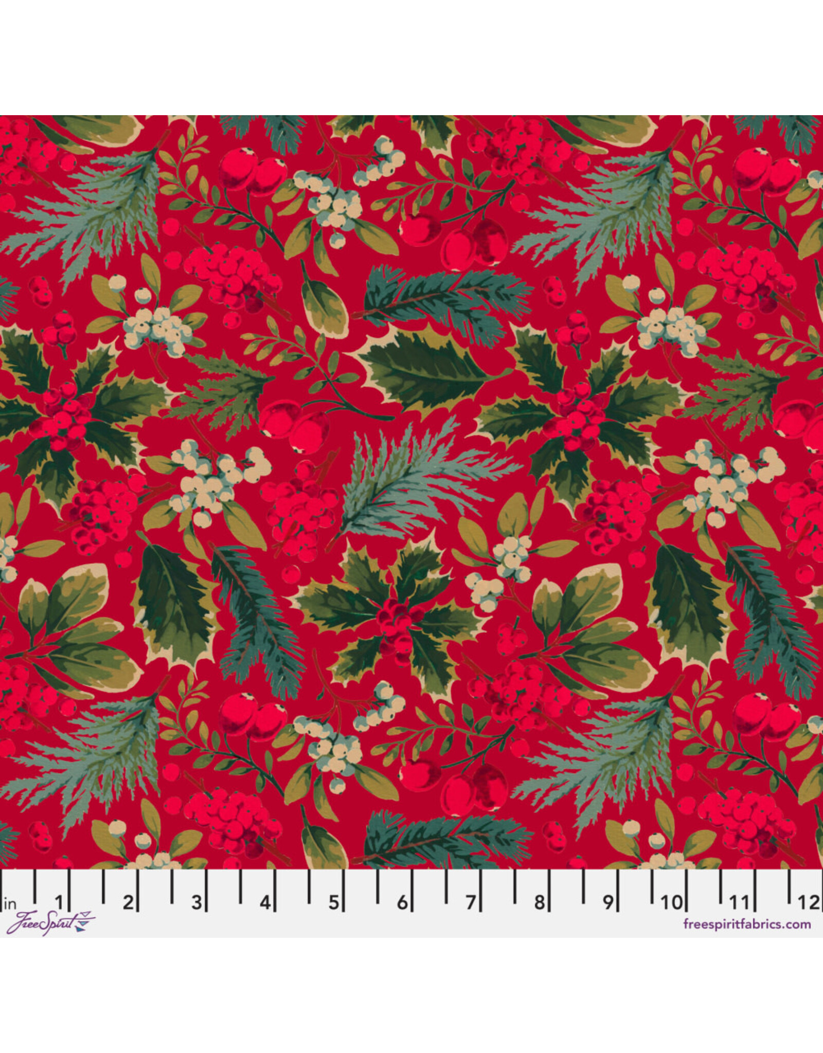 Martha Negley Holly Day, Holiday Mix in Red, Fabric Half-Yards