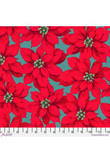 Martha Negley Holly Day, Large Poinsettia in Red, Fabric Half-Yards