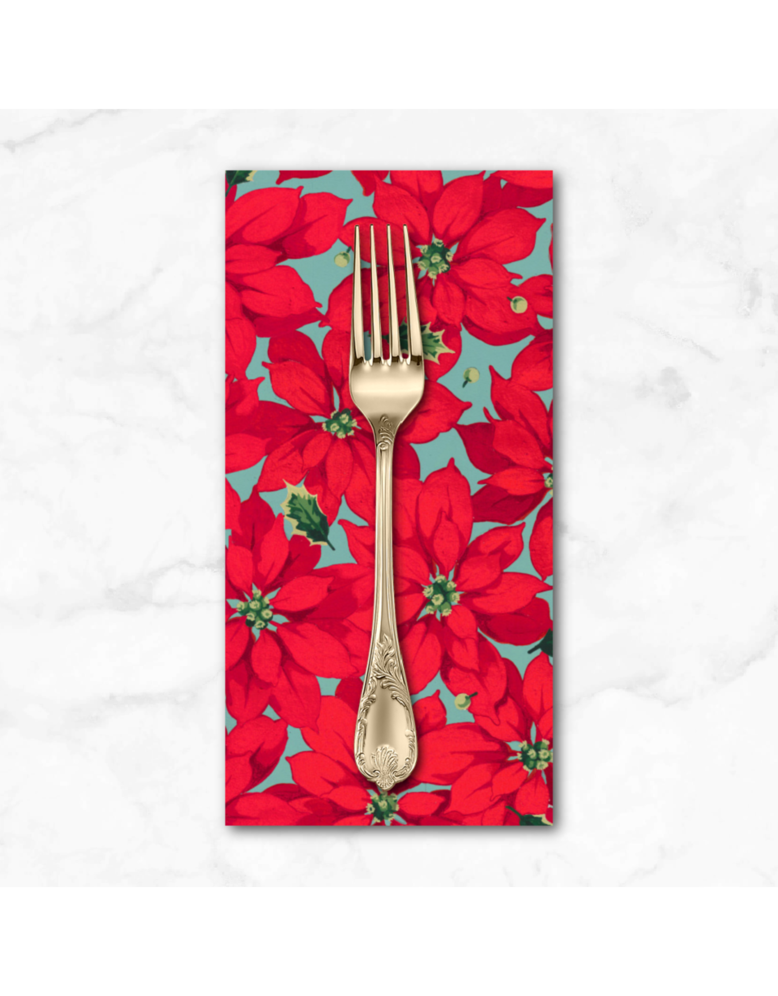 Christmas Collection Holly Day, Little Poinsettia in Red, Dinner Napkin