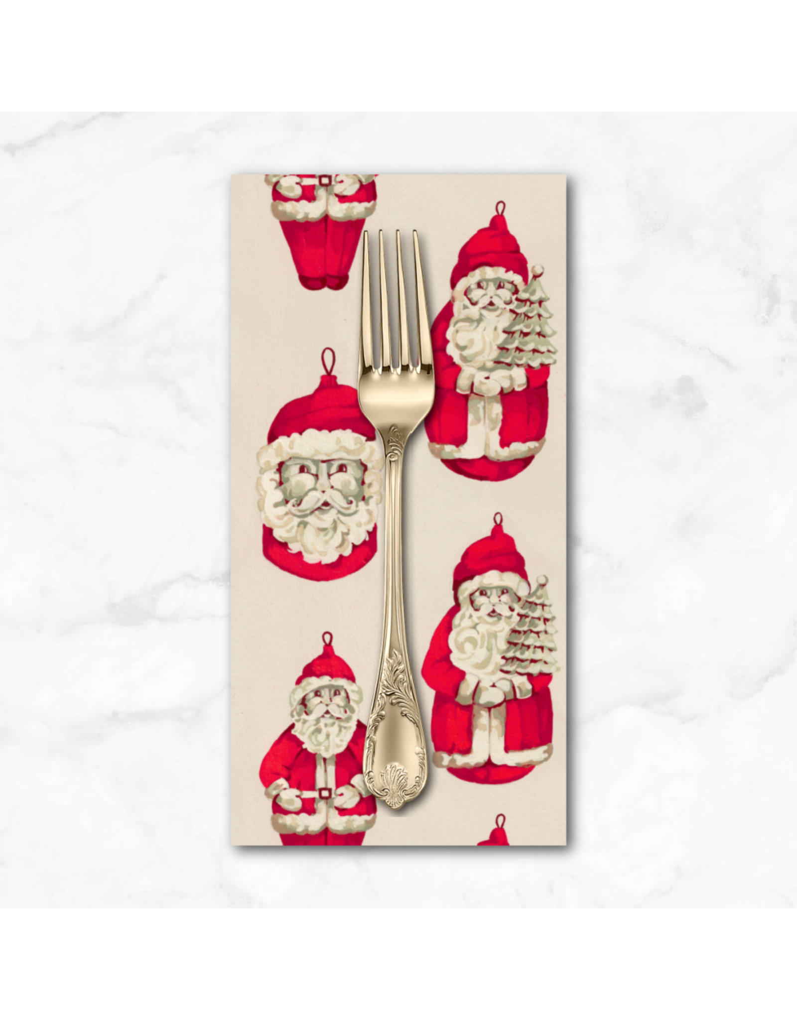 Christmas Collection Holly Day, Santas in Ivory, Dinner Napkin