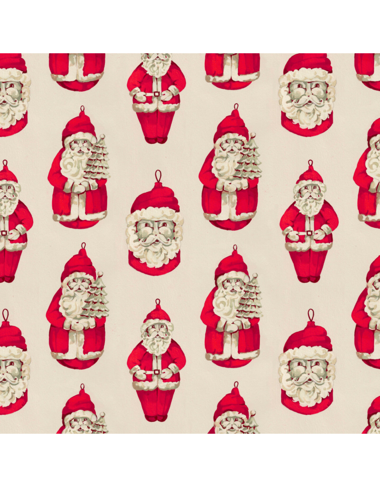 Martha Negley Holly Day, Santas in Ivory, Fabric Half-Yards