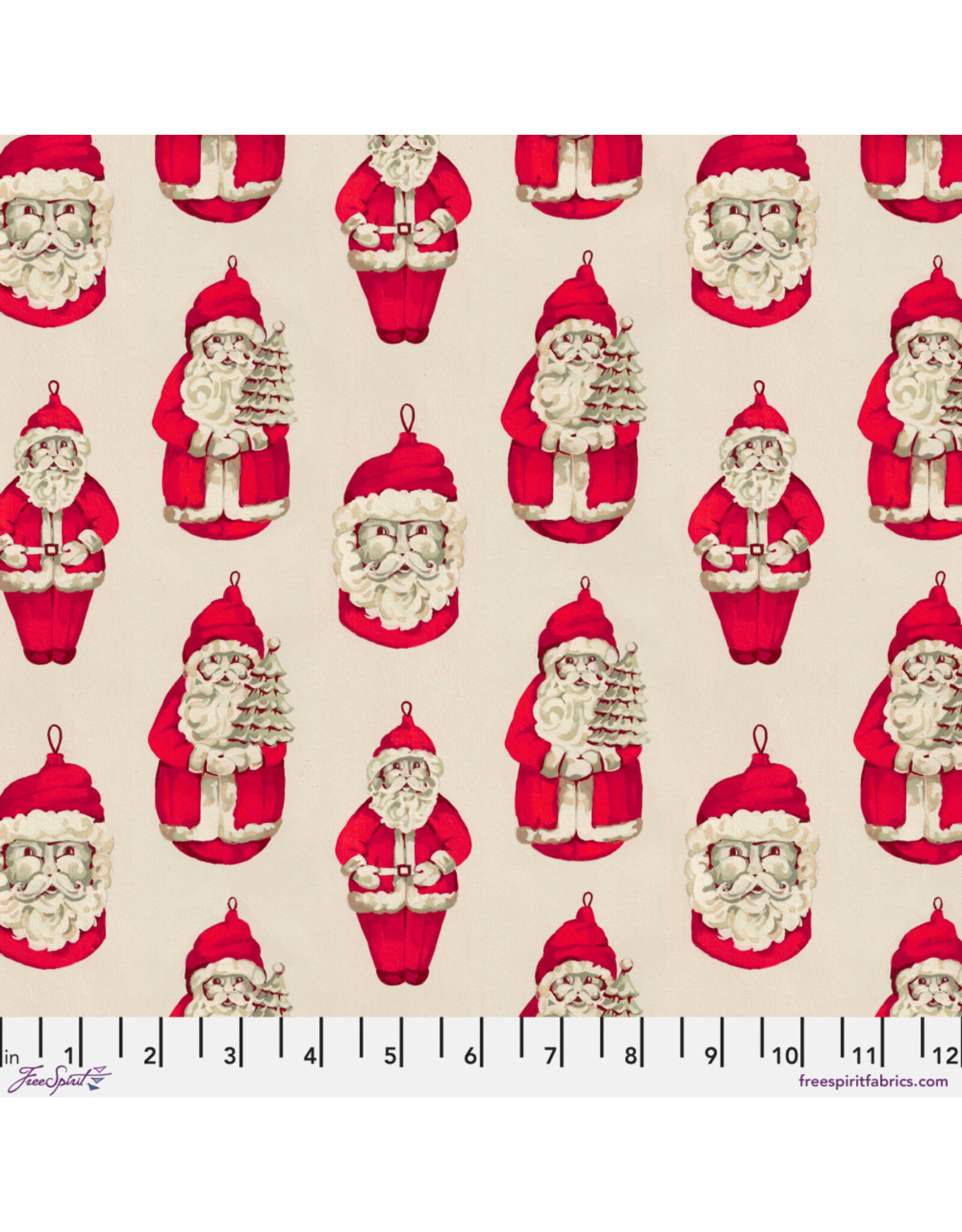 Martha Negley Holly Day, Santas in Ivory, Fabric Half-Yards