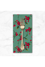 Christmas Collection Holly Day, Scroll in Green, Dinner Napkin