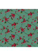 Martha Negley Holly Day, Scroll in Green, Fabric Half-Yards
