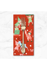 Christmas Collection Tiny Christmas, Elves in Christmas Red, Dinner Napkin Christmas Collection Tiny Christmas, Elves in Christmas Red, Dinner Napkin