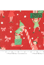 Lizzy House Tiny Christmas, Elves in Christmas Red, Fabric Half-Yards Lizzy House Tiny Christmas, Elves in Christmas Red, Fabric Half-Yards