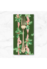 Christmas Collection Tiny Christmas, Holly Stripes in Pine, Dinner Napkin Christmas Collection Tiny Christmas, Holly Stripes in Pine, Dinner Napkin
