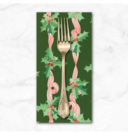 Christmas Collection Tiny Christmas, Holly Stripes in Pine, Dinner Napkin