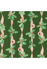 Lizzy House Tiny Christmas, Holly Stripes in Pine, Fabric Half-Yards Lizzy House Tiny Christmas, Holly Stripes in Pine, Fabric Half-Yards