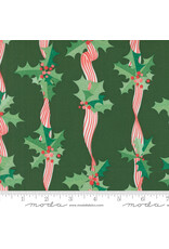 Lizzy House Tiny Christmas, Holly Stripes in Pine, Fabric Half-Yards Lizzy House Tiny Christmas, Holly Stripes in Pine, Fabric Half-Yards