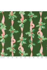 Lizzy House Tiny Christmas, Holly Stripes in Pine, Fabric Half-Yards Lizzy House Tiny Christmas, Holly Stripes in Pine, Fabric Half-Yards