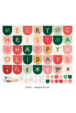 Lizzy House Tiny Christmas, Garland Panel in Snow, 36" x 44" Panel Lizzy House Tiny Christmas, Garland Panel in Snow, 36" x 44" Panel