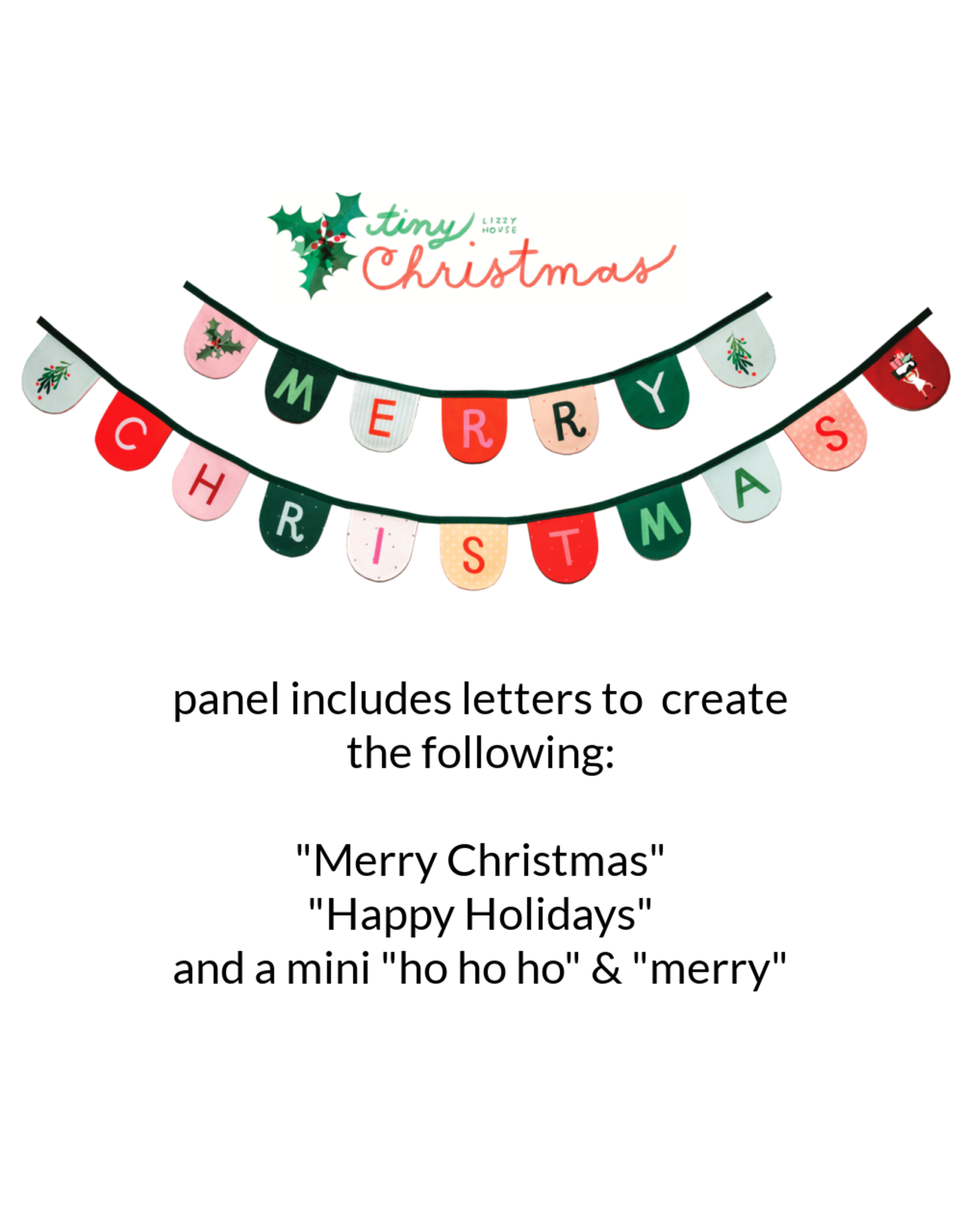 Lizzy House Tiny Christmas, Garland Panel in Snow, 36" x 44" Panel