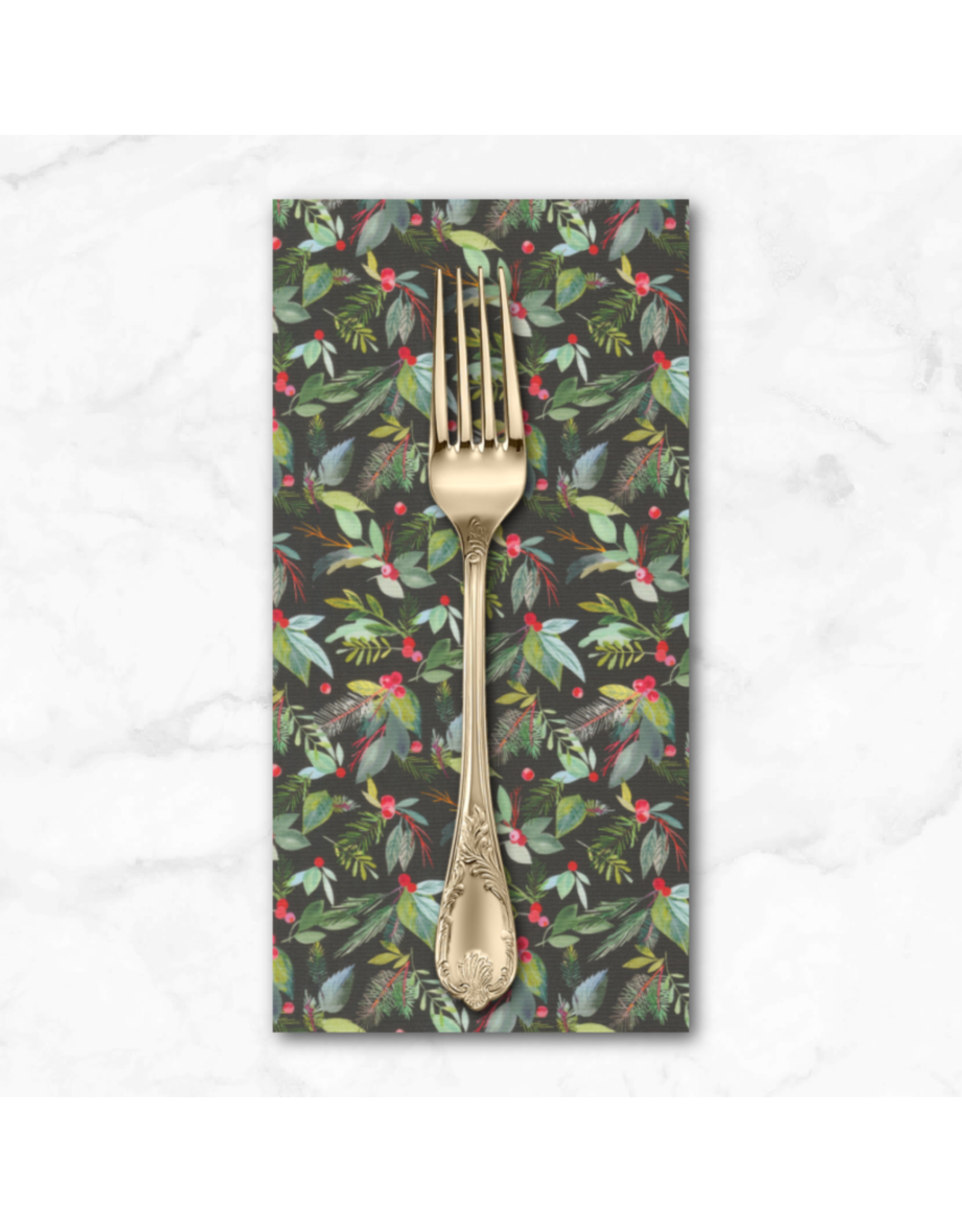 Christmas Collection Love and Cheer, Greenery in Evergreen, Dinner Napkin