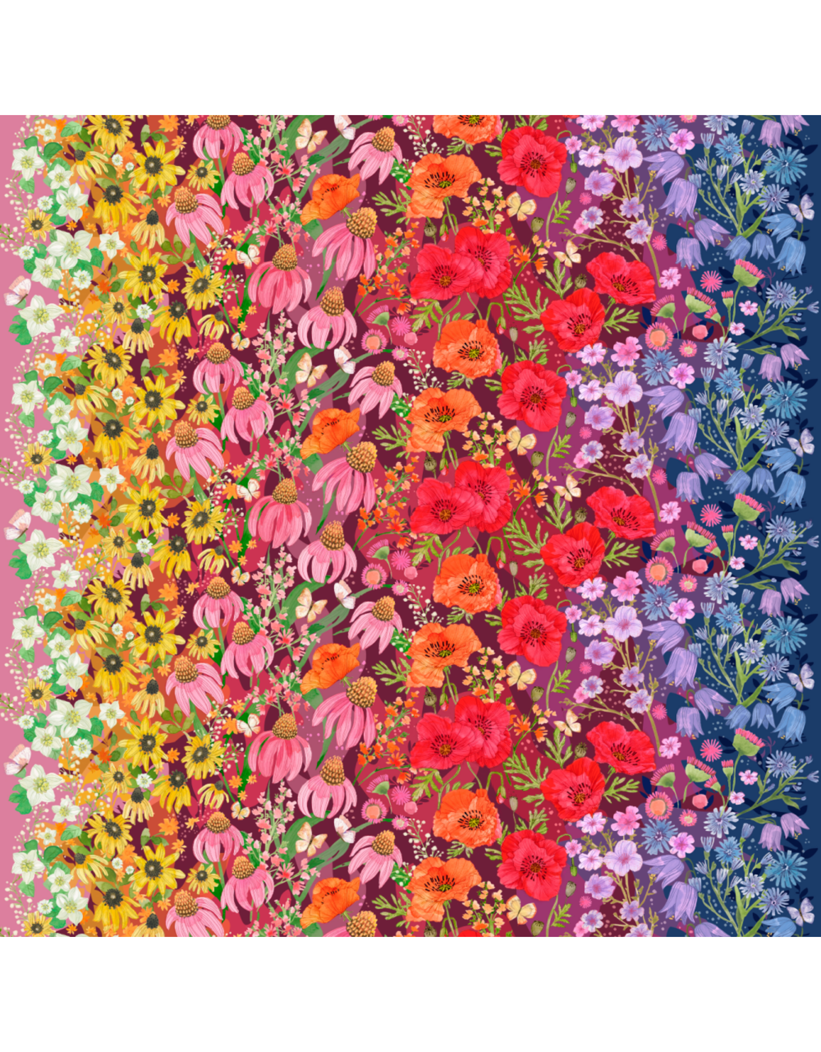 Moda Superbloom,  Wildflowers Ombre in Jewel, Fabric Half-Yards