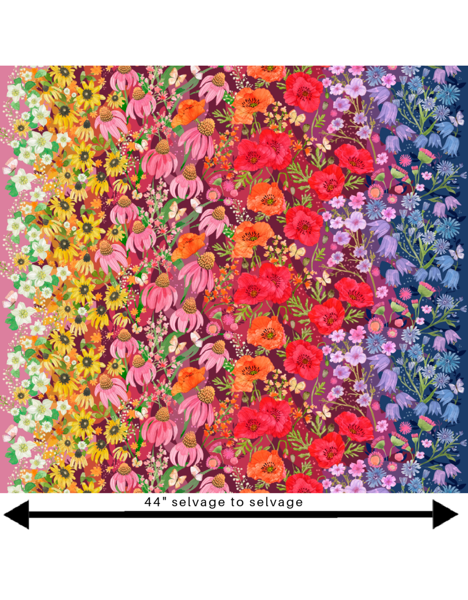 Moda Superbloom,  Wildflowers Ombre in Jewel, Fabric Half-Yards
