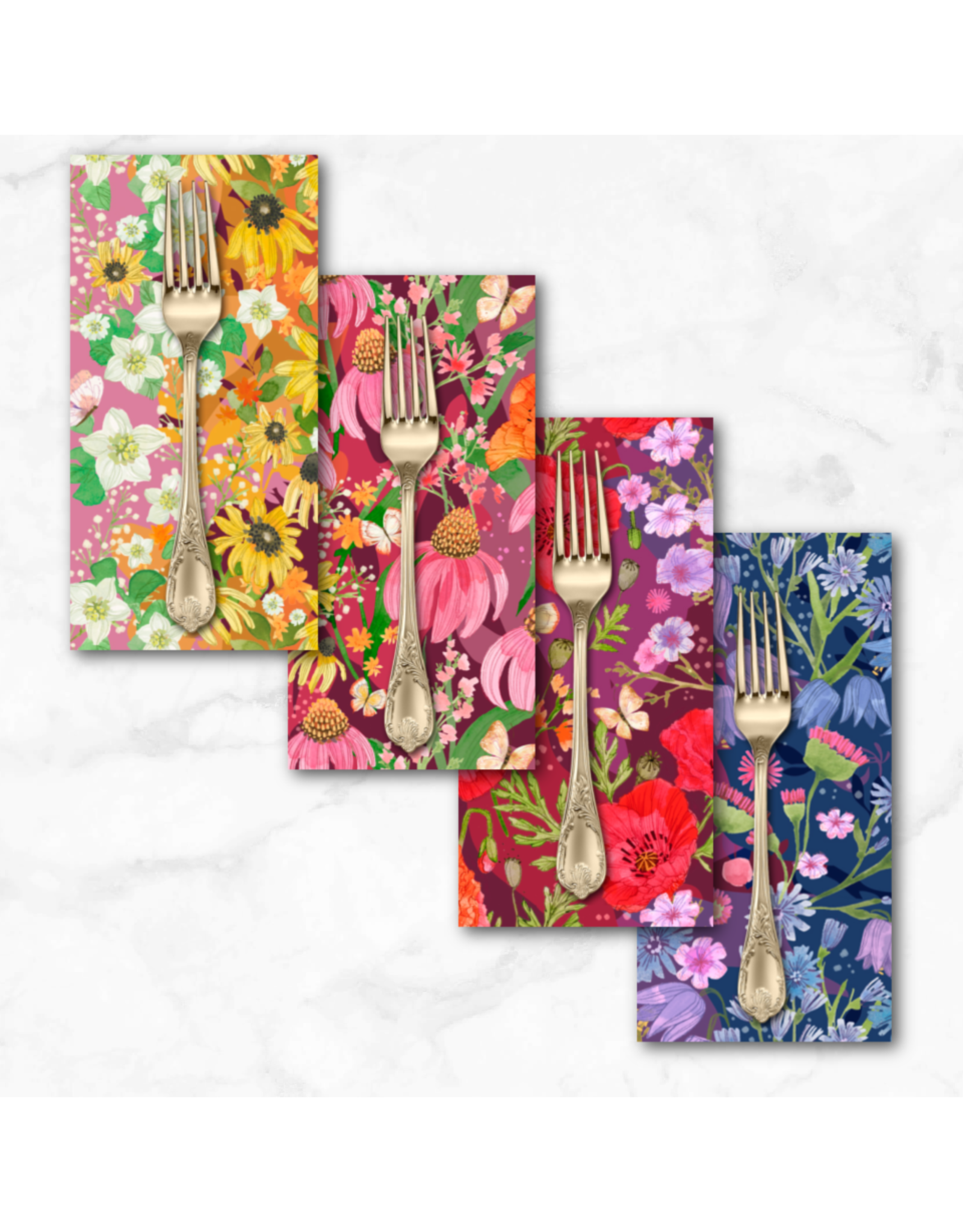 PD's Moda Collection Superbloom, Wildflowers Ombre in Jewel, Dinner Napkin