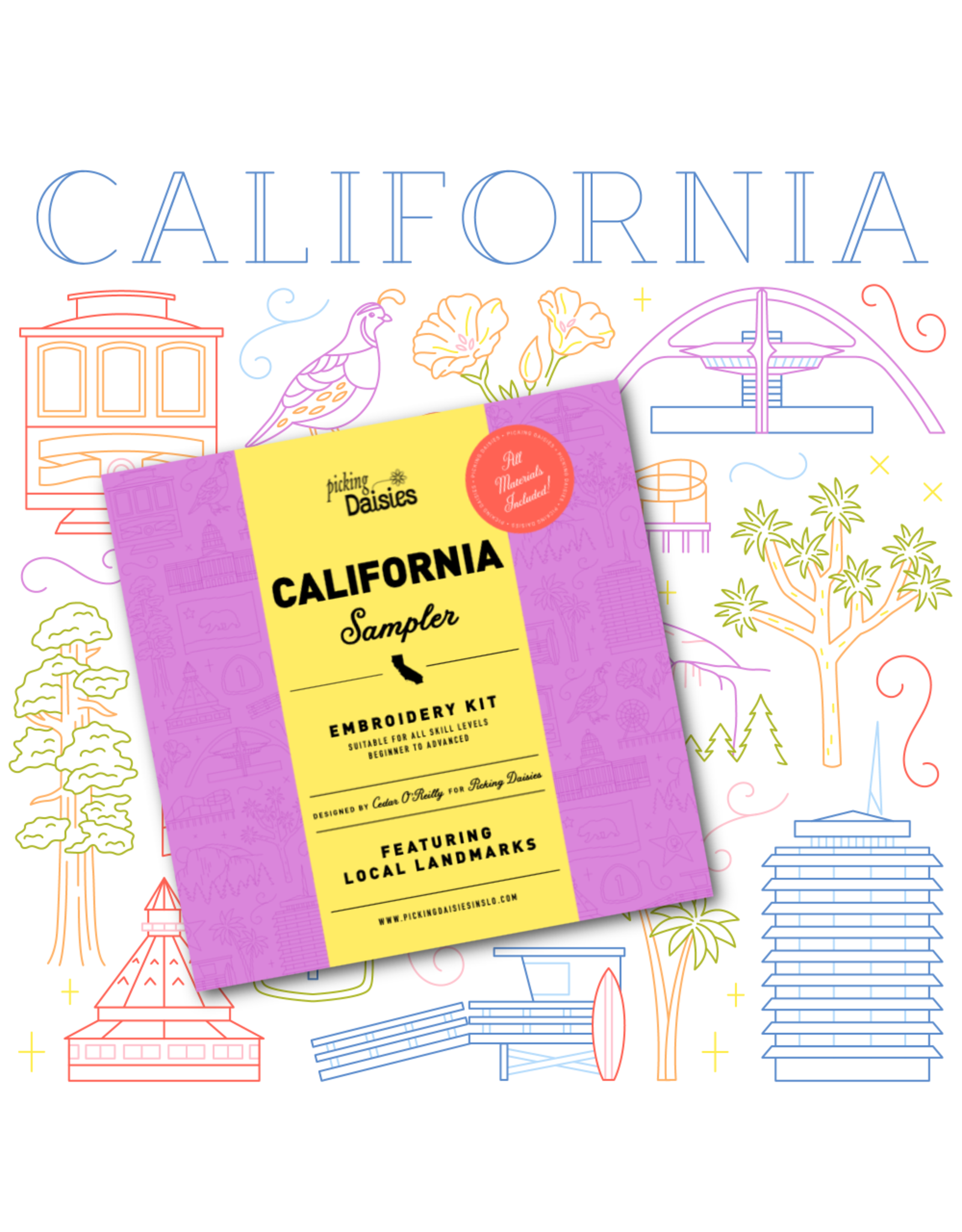 Cedar O'Reilly CALIFORNIA  Embroidery Sampler Kit