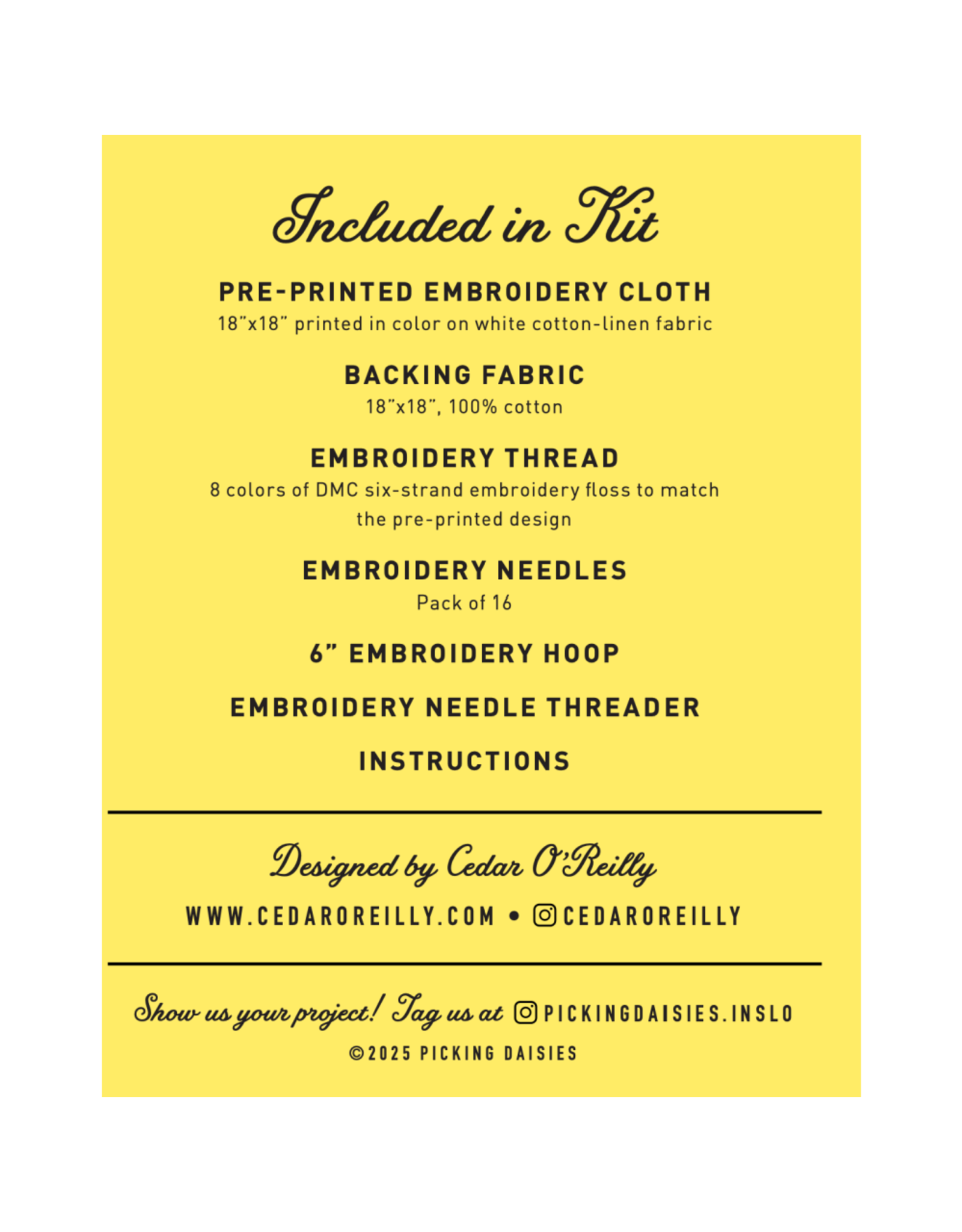 Cedar O'Reilly CALIFORNIA  Embroidery Sampler Kit