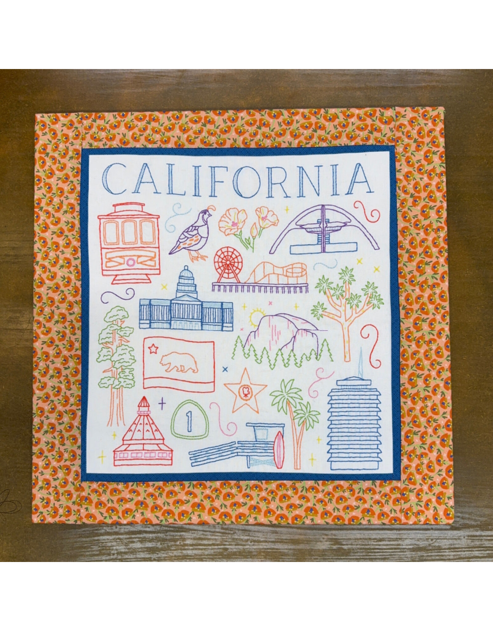 Cedar O'Reilly CALIFORNIA Embroidery Sampler (sampler cloth and backing cloth only)