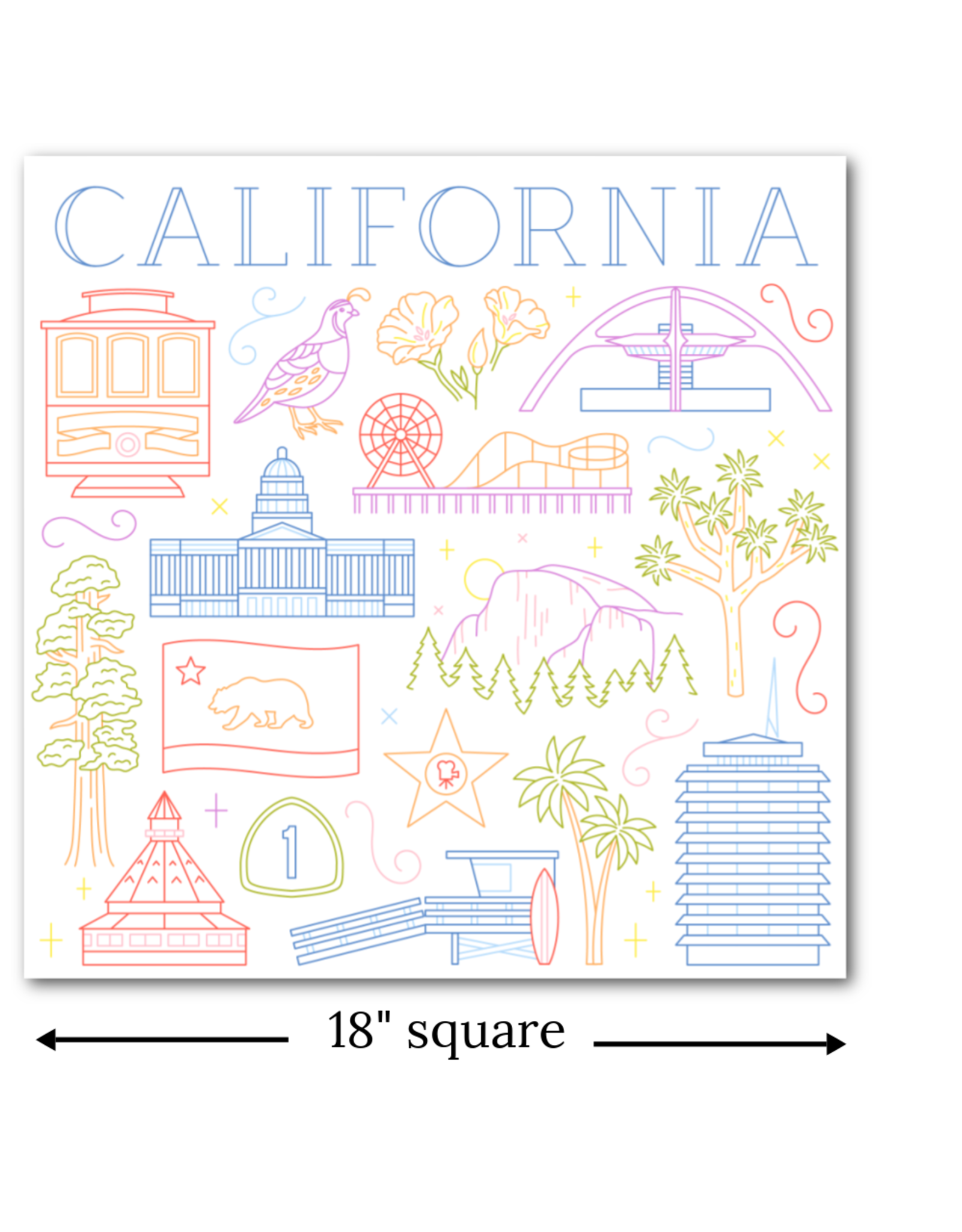 Cedar O'Reilly CALIFORNIA Embroidery Sampler (sampler cloth and backing cloth only)