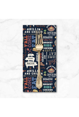 PD's Clothwork's Collection Backyard BBQ, Words in Black, Dinner Napkin